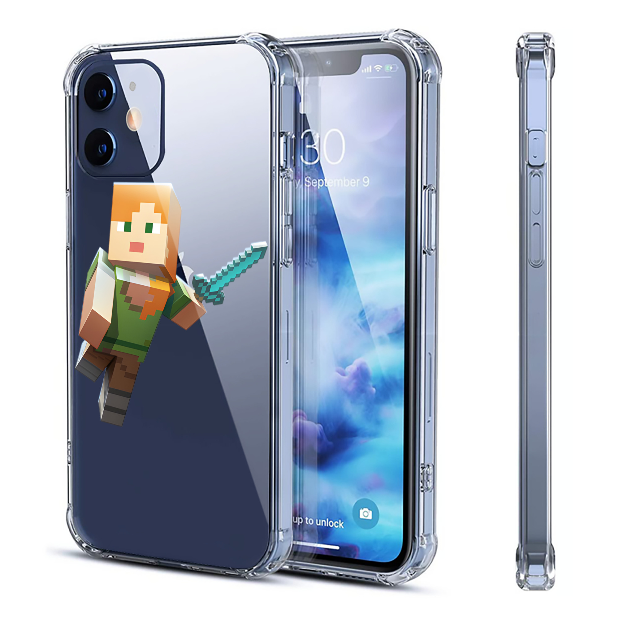 （画像用） マインクラフト ブロックの世界 Minecraft MC Block world 【iPhone 12シリーズ対応】透明スマホケース（クリアソフトケース）